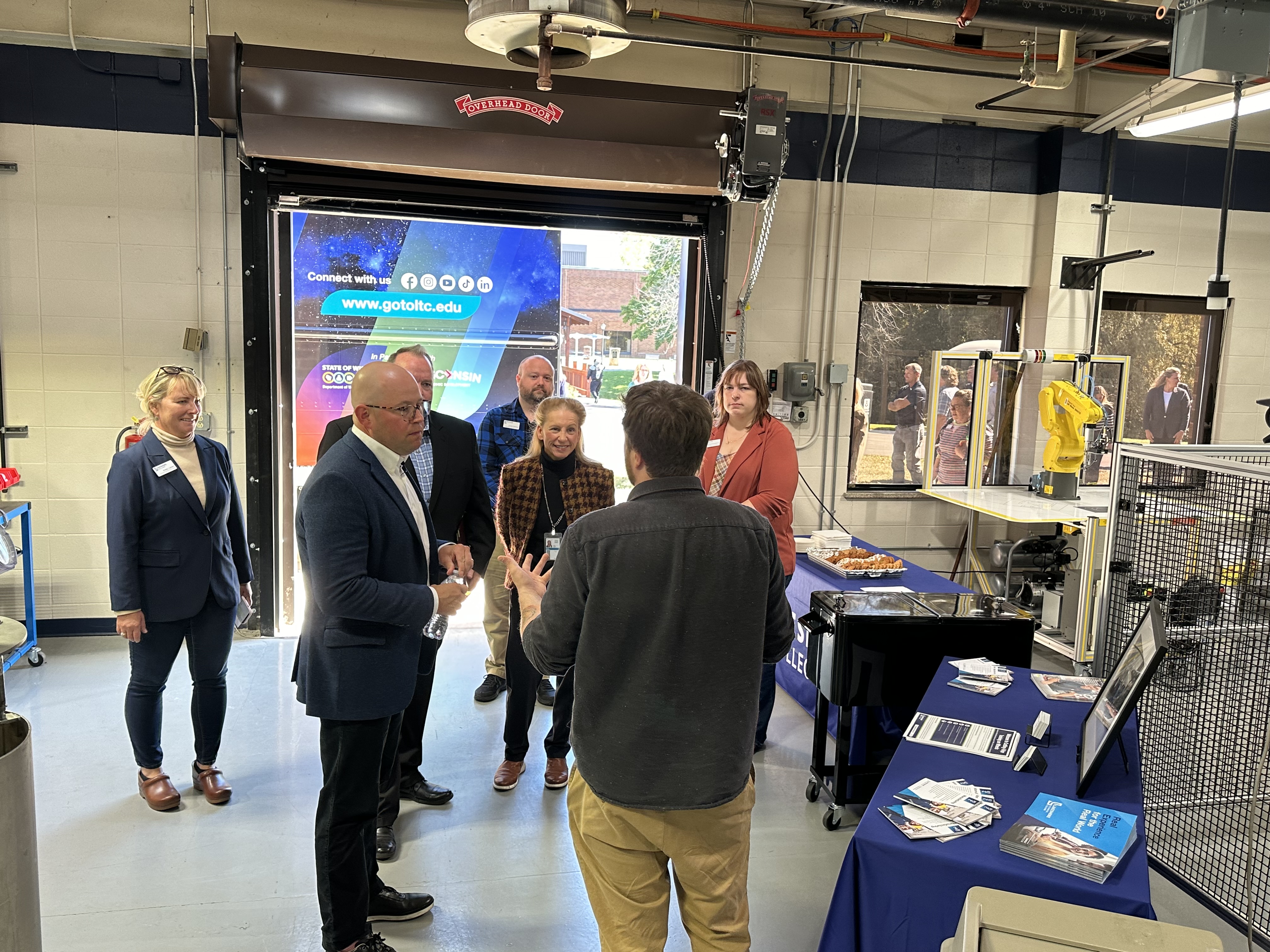 During the Oct. 1 unveiling of Lakeshore College’s new mobile manufacturing lab, representatives from the Wisconsin Department of Workforce Development learned from college leaders about skills that can be learned in the lab.