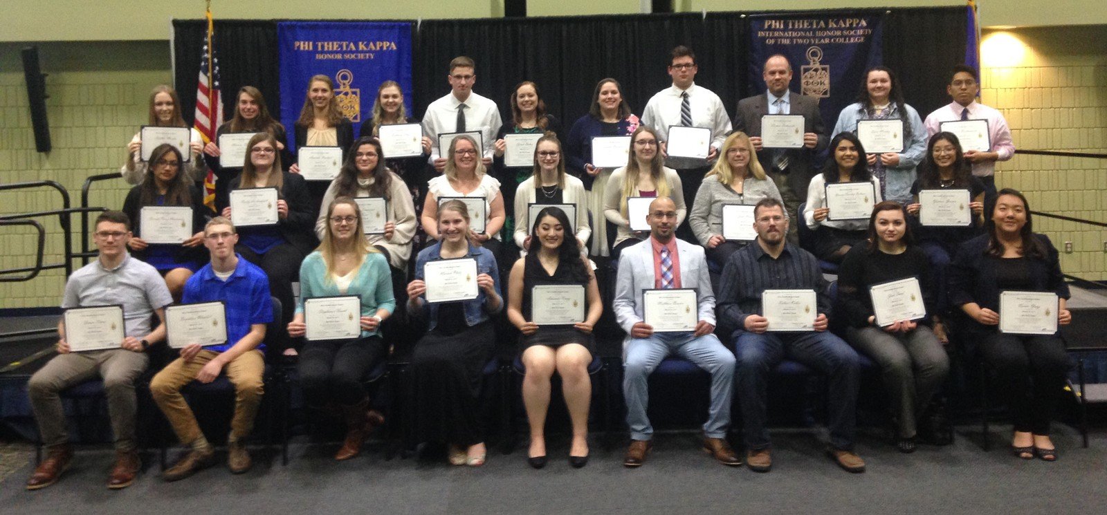 Front row: Conan Dunn, Brandon Winkel, Stephanie Frank, Mariah Platz, Amanda Xiong, Matthew Brown, Rob Keller, Jade Sand, Naida Yang. Row 2: Brenda Perez Hernandez, Emily Hockenhull, Ashley Teunissen, Rebecca DeRuyter, Hannah Schleicher, Miranda Bashaw, Jodi Weier, Yessica Sanchez, Yasmin Garcia. Row 3: Shelby Monka, Marrisa Davies, Amanda Roethel, Bethany Clay, Zachariah Dhein, Sarah DoBas, Jeryka Zschneen Burkart, Jon Fritsch, Thomas Bednarski, Demi Mendez, Juan Carlos Bustamante.